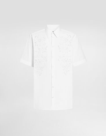 Dolce & Gabbana Hawaii poplin shirt with cutwork White G5OT8ZGK411