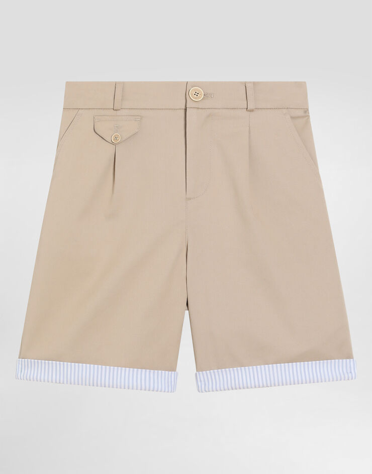 Dolce & Gabbana Gabardine shorts with Dolce&Gabbana logo Beige L43Q66G7N9I