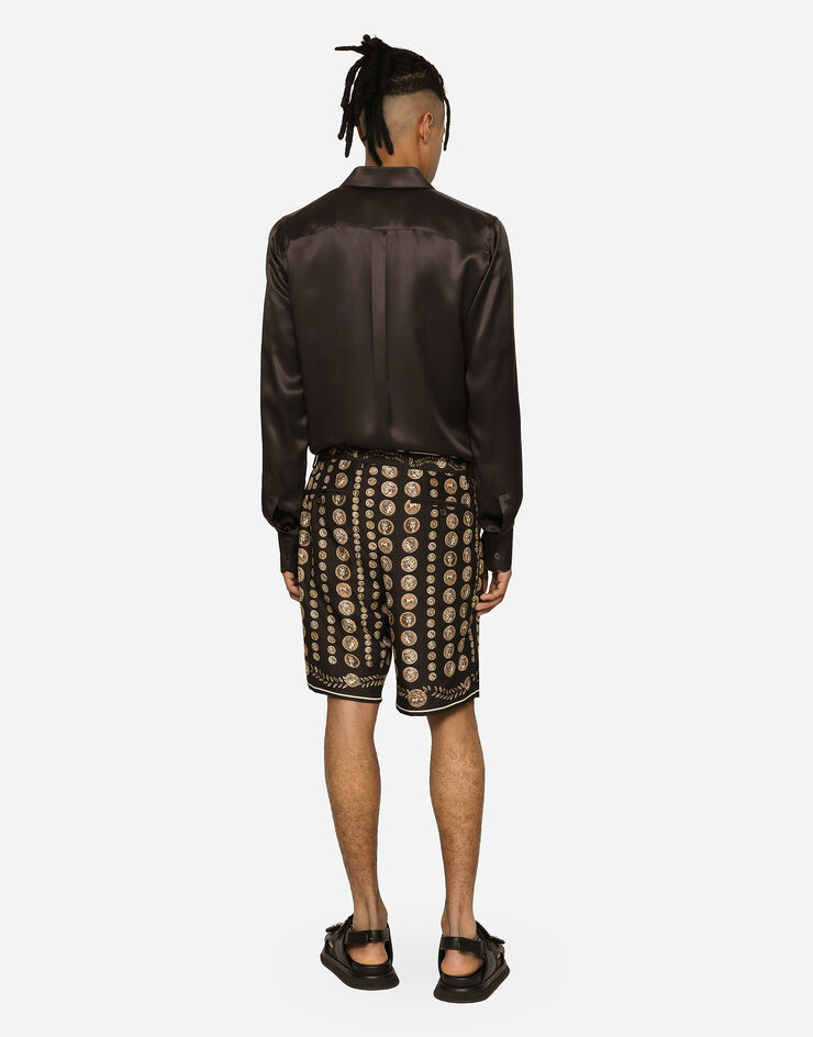 Dolce&Gabbana Coin print silk Bermuda shorts Brown GW0MATHI1LR