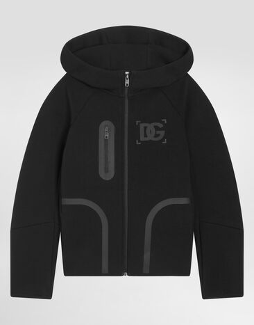 Dolce & Gabbana Stretch tech fleece hooded sweatshirt Black L4JWNHFUGUS