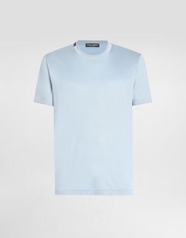 Dolce & Gabbana Short-sleeved silk t-shirt Azure G8ST1THU7UQ