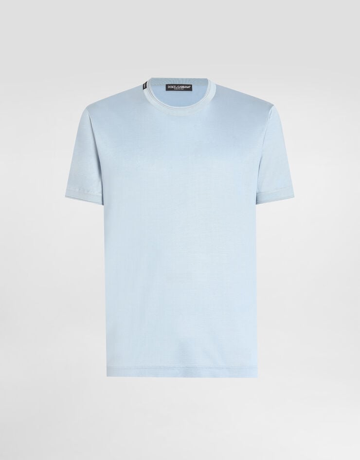 Dolce & Gabbana Short-sleeved silk t-shirt Azure G8ST1THU7UQ