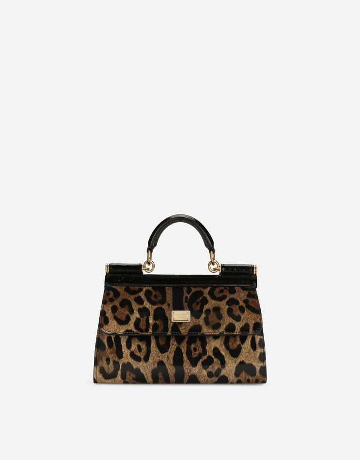 Dolce & Gabbana KIM DOLCE&GABBANA Sac Sicily petit format réversible en cuir de veau imprimé croco et cuir de veau brillant imprimé léopard Imprimé Animalier BB7467AM773