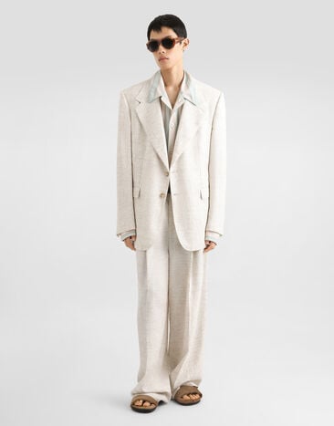 Dolce & Gabbana Single-breasted tweed-effect linen and viscose jacket Multicolor G2WJ6THUMWB