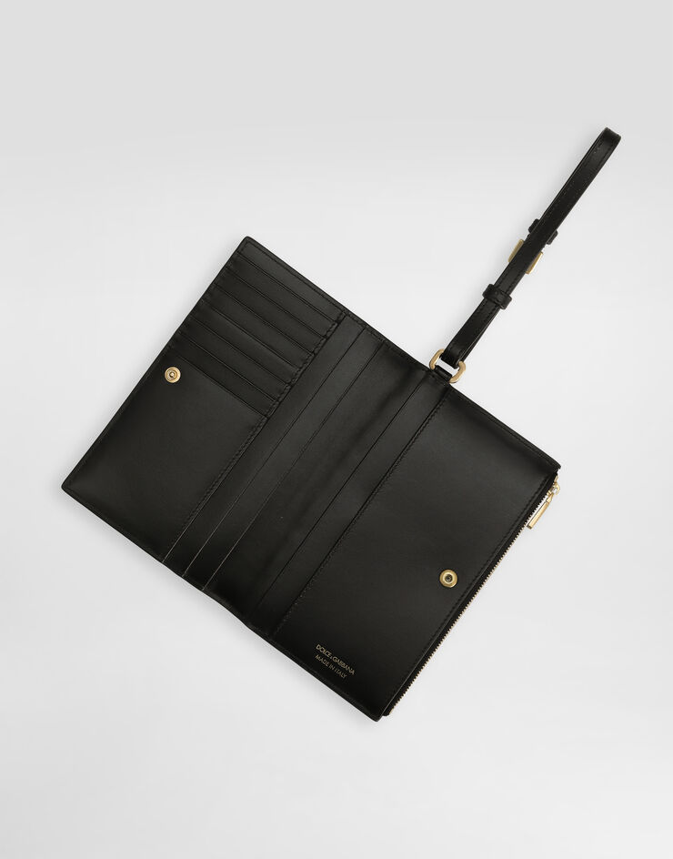 Dolce & Gabbana Funda para pasaporte de piel de becerro con logotipo DG Negro BI3336AW576