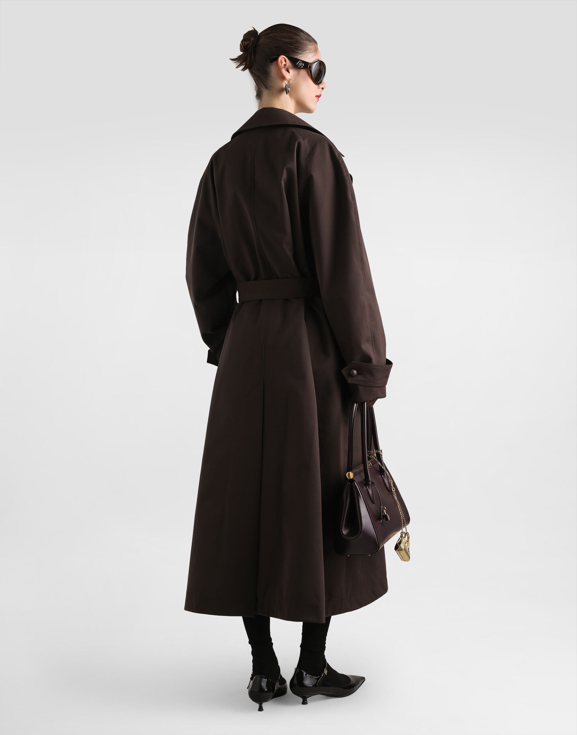 Trench coat in technical gabardine in Brown for Women