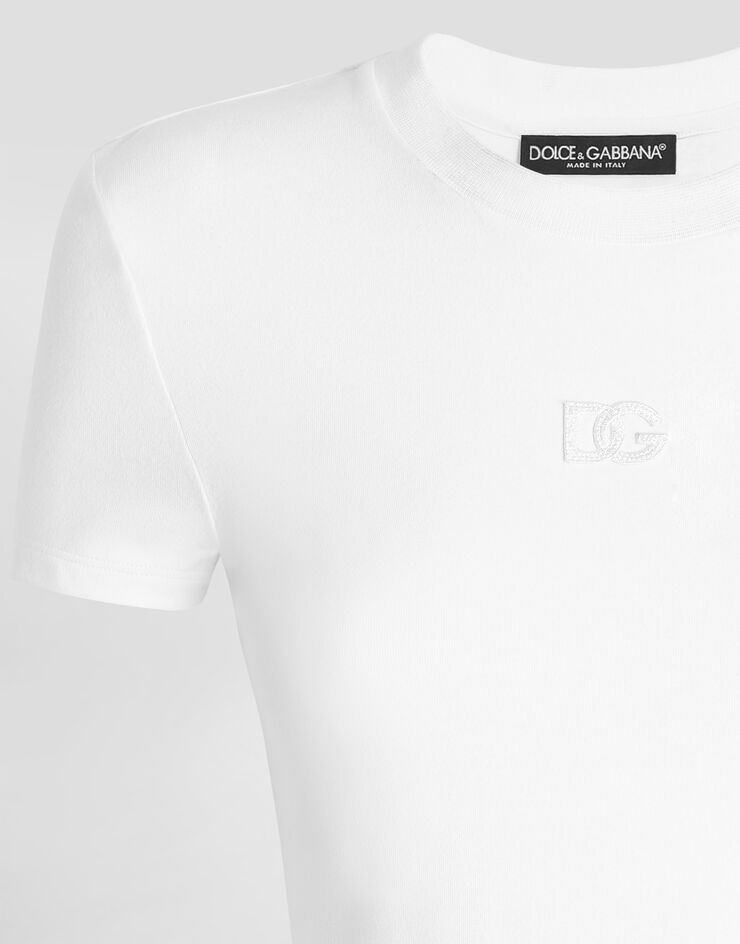 Dolce & Gabbana Jersey t-shirt with dg embroidery White F8W47ZGDDYF