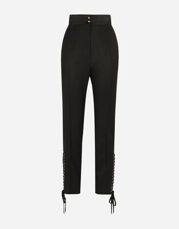 Dolce & Gabbana Pantalones de sarga con cordones Negro FTCEATFUBE7