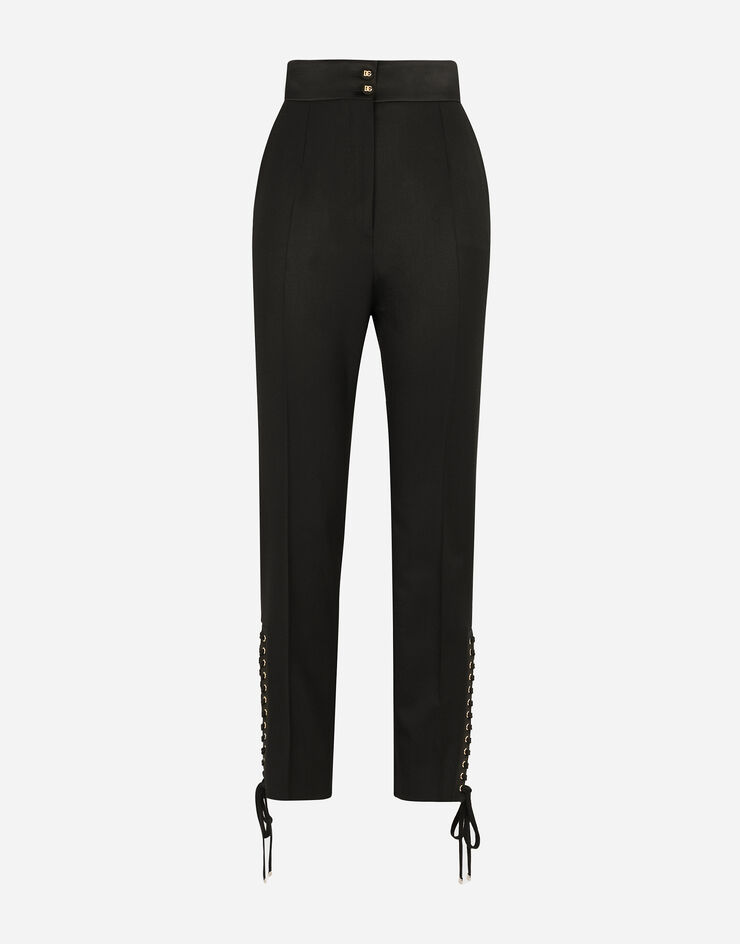 Dolce & Gabbana Pantalones de sarga con cordones Negro FTCEATFUBE7