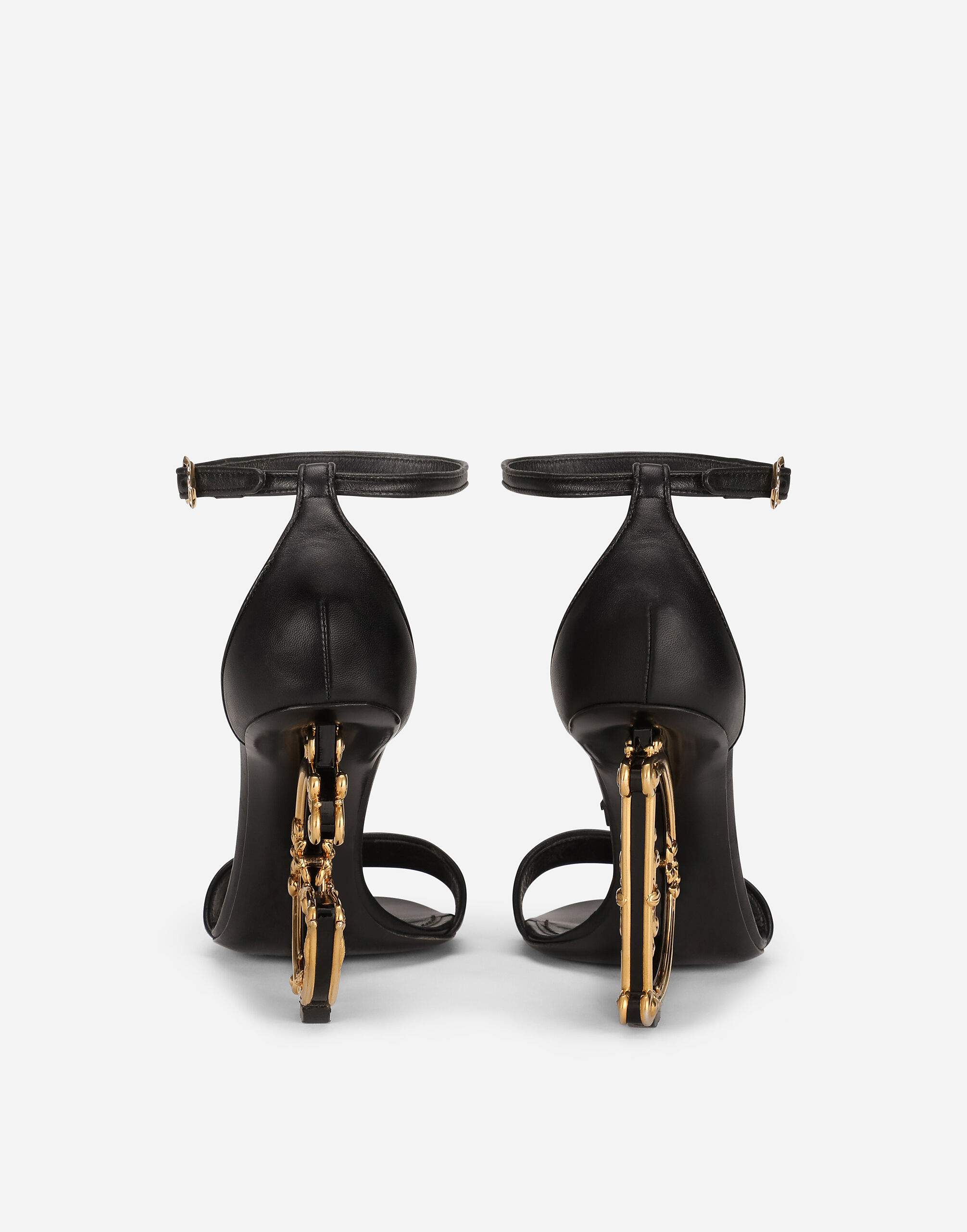 DOLCE & GABBANA レスティテルフラ O1A14TFUAD8 N0000 Nappa leather sandals with baroque DG detail in Black for