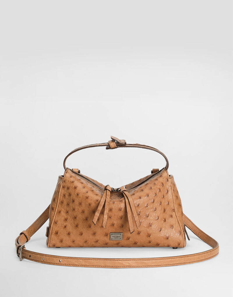 Vittoria Ostrich Leather Bag Beige