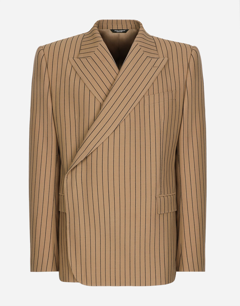 Double-breasted shantung silk Sicilia-fit jacket
