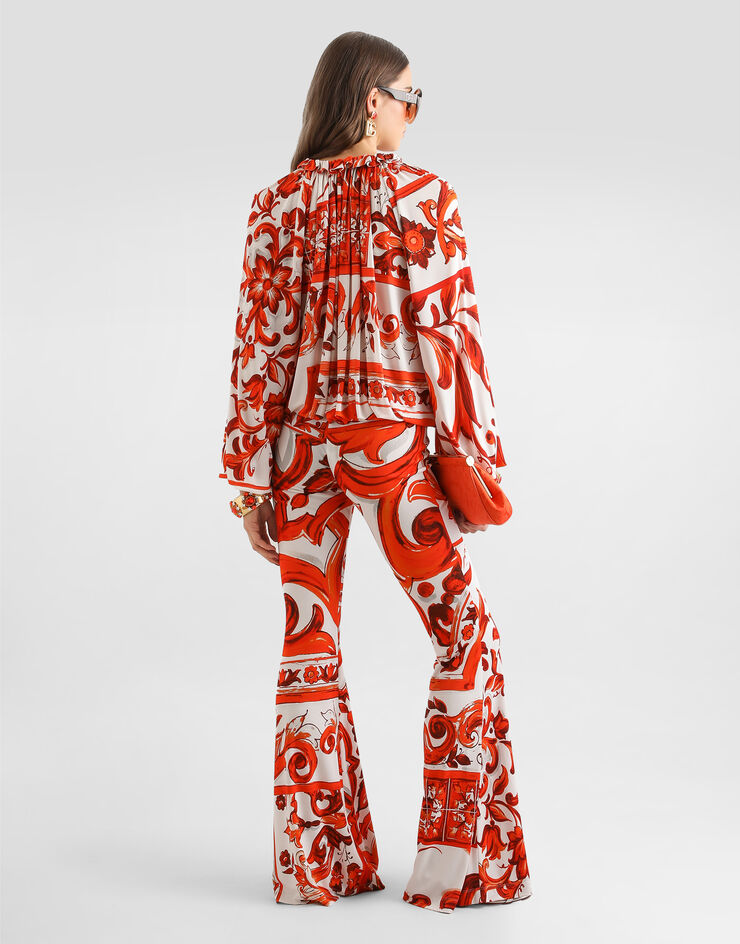 Dolce & Gabbana Majolica-print organzine trousers Multicolor FTDK8TFS8DS