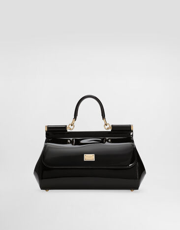 Dolce & Gabbana Elongated medium Sicily handbag in polished calfskin Black BB7652A1037