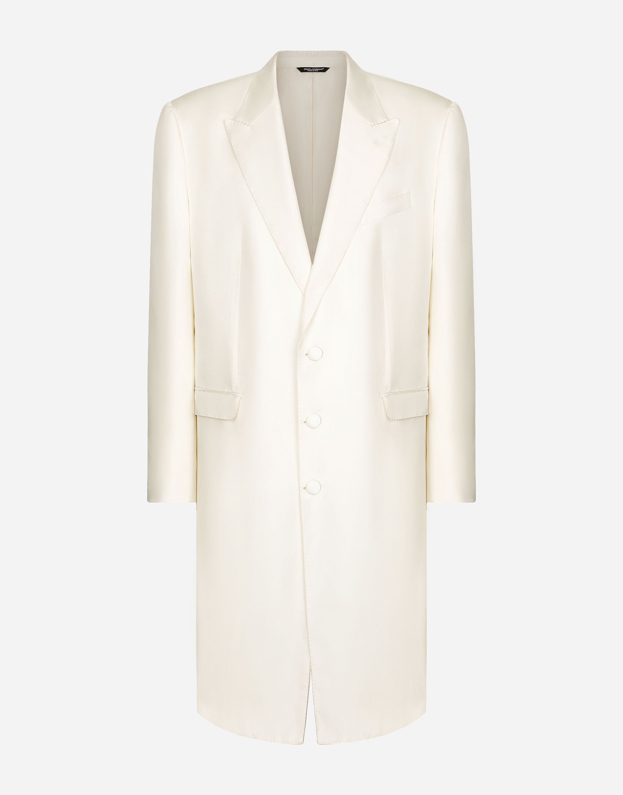 White silk coat top