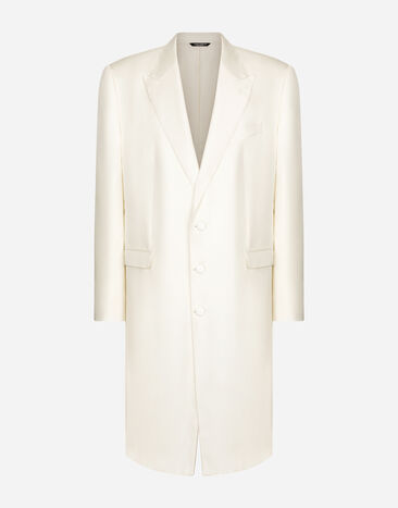 Dolce & Gabbana Einreihiger Mantel aus Seidentwill White G044UTFU1S4