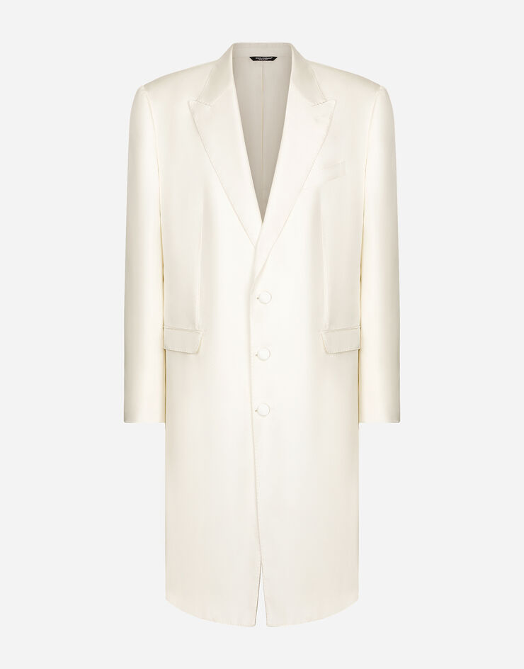 Dolce & Gabbana Single-breasted silk twill coat White G044UTFU1S4