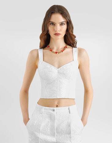 Dolce & Gabbana Top bustier en brocado Dolce & Gabbana Top bustier en brocado White F7BB1THJMR4