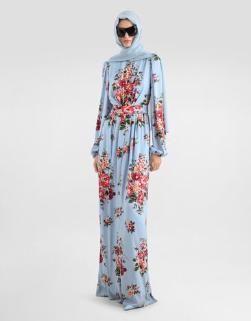 Dolce & Gabbana Flower bouquet-print charmeuse dress Multicolor F610PTFSA8P