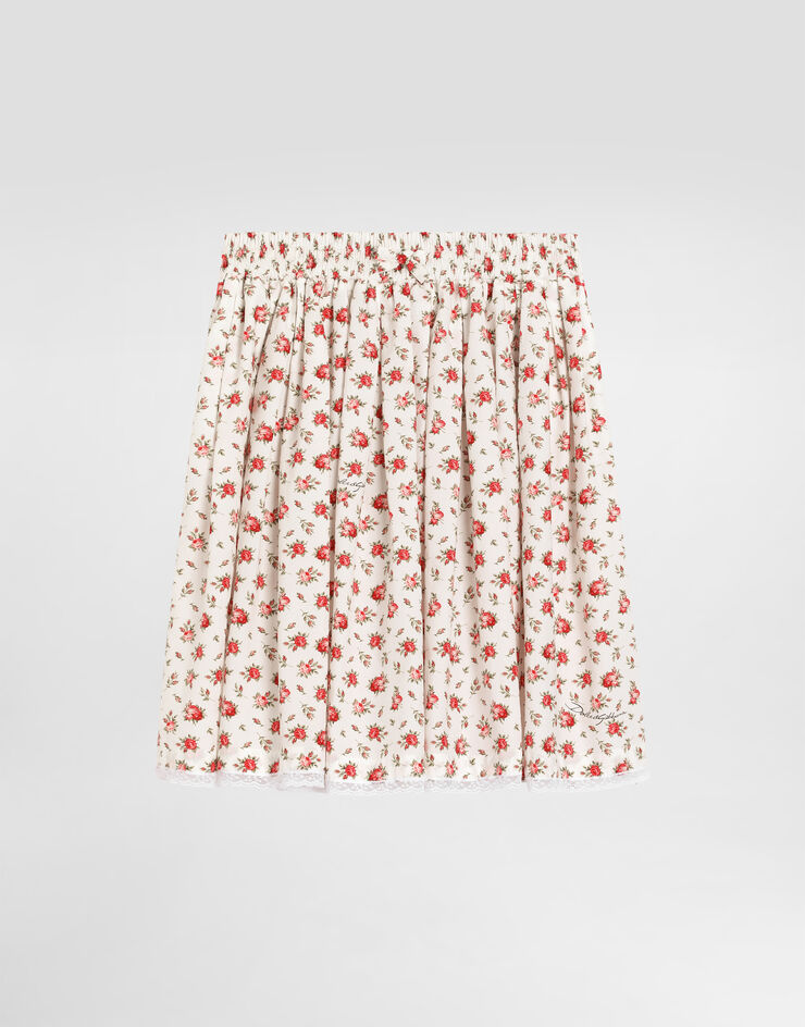 Dolce & Gabbana Small rose-print poplin skirt Multicolor L55I93HS5UB