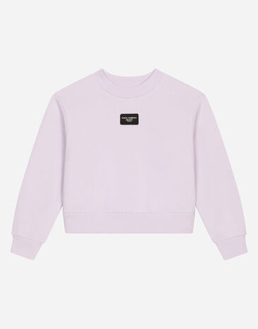 Dolce & Gabbana Sweat-shirt ras de cou en jersey avec plaquette à logo Blanc L5JTOBG7NZL