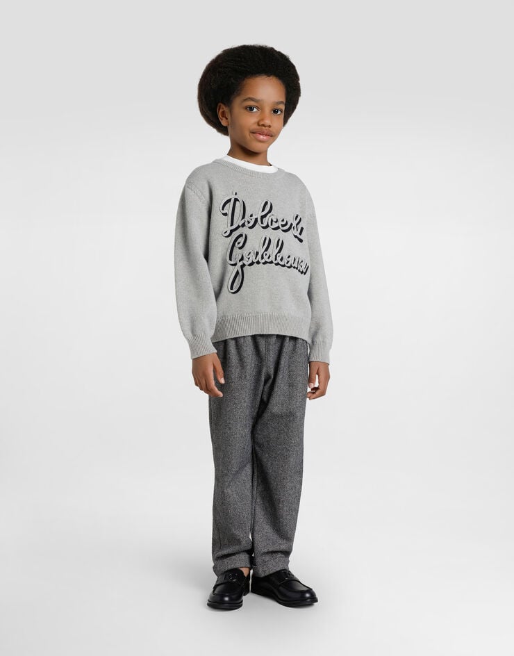 Dolce & Gabbana Wool sweater with embroidery Grey L4KWE2JDVDF