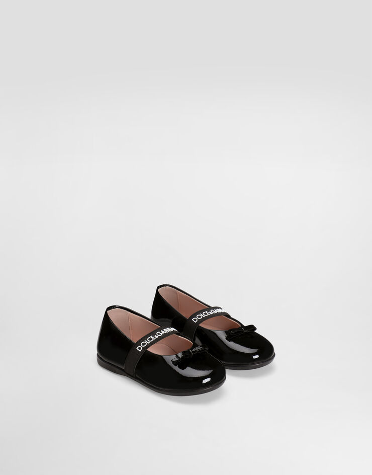 Dolce & Gabbana Ballerines en cuir verni avec nœud Noir D20093A4831