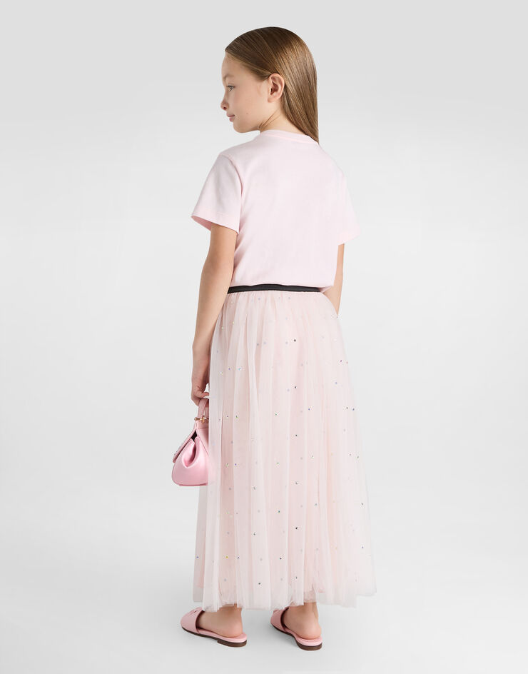Dolce & Gabbana 라인스톤 장식 튤 스커트 핑크 L55I39HLMXC