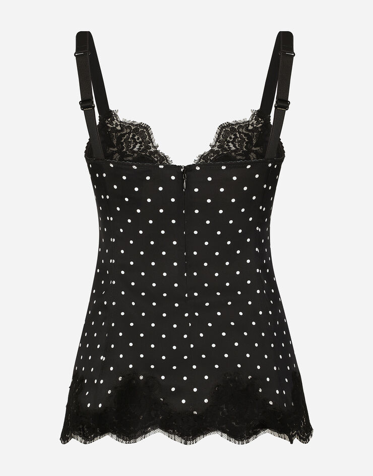Dolce & Gabbana Silk lingerie-style top with polka-dot print and lace detailing Print O7E19TON00R