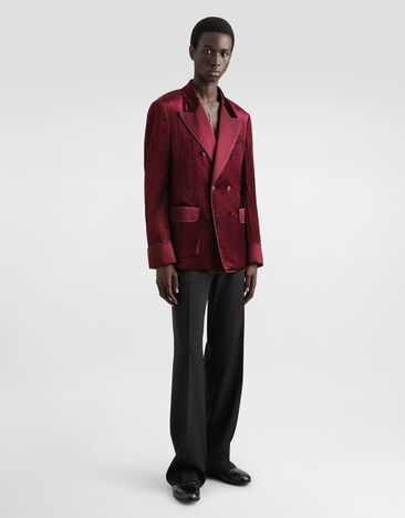 Dolce & Gabbana Double-breasted velvet jacket Purple G2UO2TFUWEP