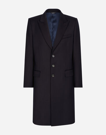 Dolce & Gabbana Single-breasted technical stretch wool coat Grey G9ZD9TFUM51