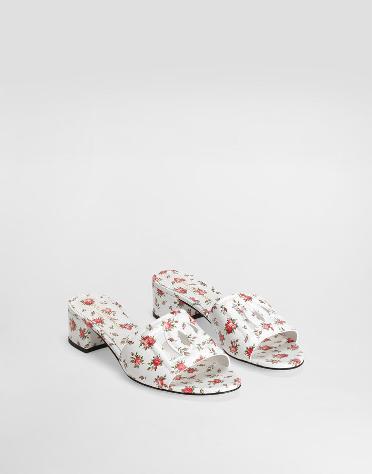 Dolce & Gabbana Printed calfskin mules with little roses print Multicolor CR1755AZ046