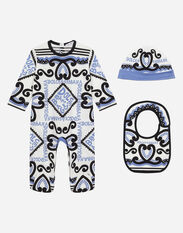 Dolce & Gabbana Set cadeau 3 pièces en jersey à imprimé marine Bleu L1JO6TG7M5U