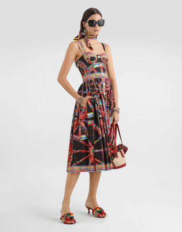 Dolce & Gabbana Carretto-print poplin long dress Multicolor F615YTGDDTF
