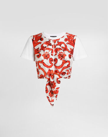 Dolce & Gabbana Jersey majolica-print t-shirt Multicolor F8W50TGDDT2