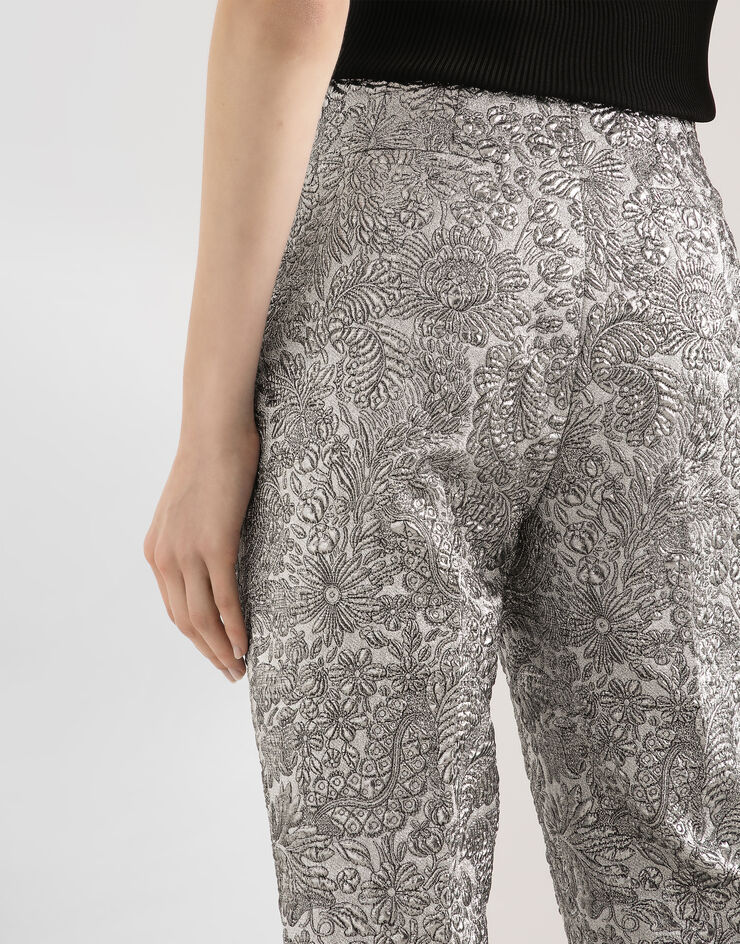 Dolce & Gabbana Floral jacquard trousers Silver FTAM2ZFJZAL