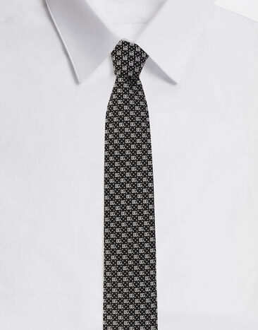Dolce & Gabbana 8-cm silk jacquard blade tie with DG logo Black BC4676AX622