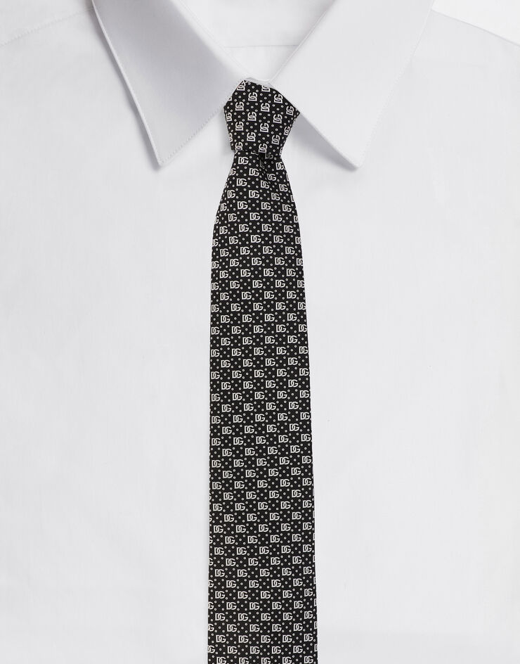 Dolce&Gabbana 8-cm silk jacquard blade tie with DG logo Multicolor GT147EG0JQZ