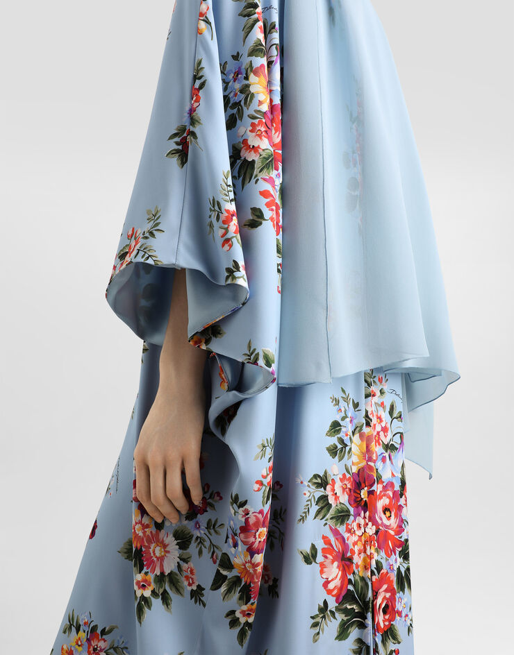 Dolce & Gabbana Flower bouquet-print long charmeuse dress Multicolor F610QTFSA8P