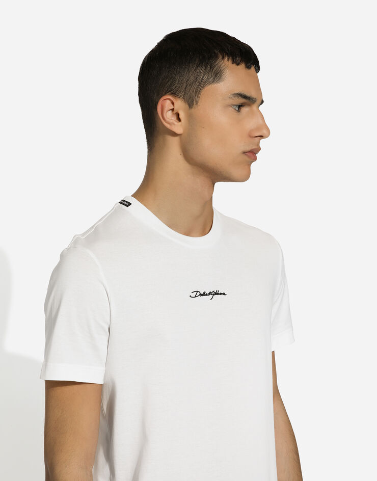 Dolce & Gabbana تيشيرت قطن بشعار أبيض G8RN8ZG7NUB