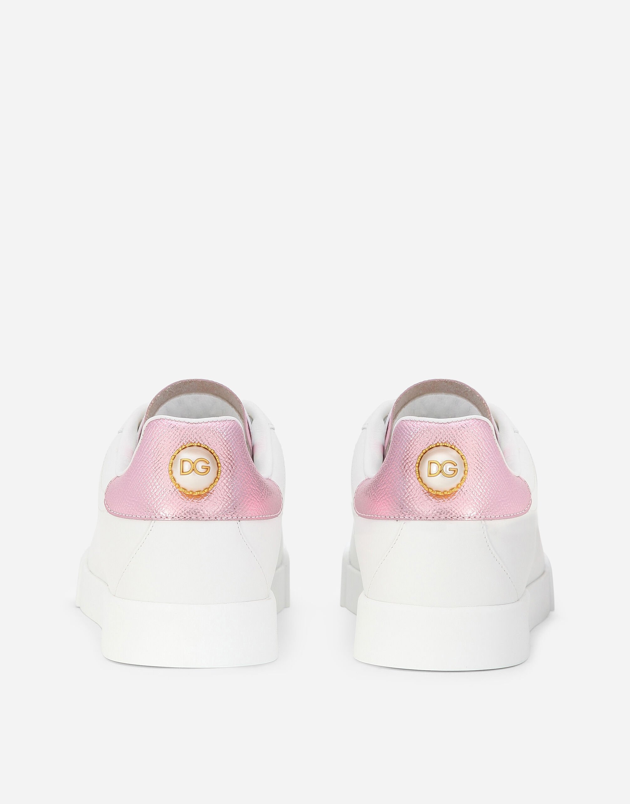 Dolce and gabbana white and pink trainers sale