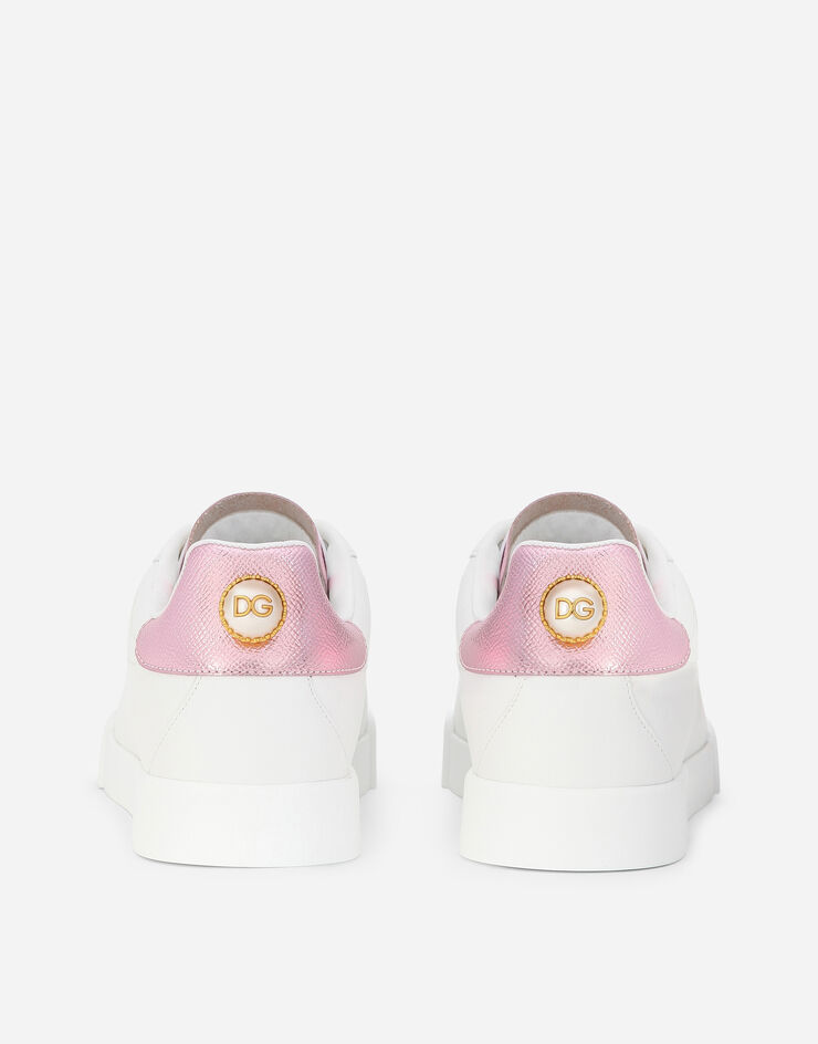 Dolce & Gabbana Sneakers Portofino en cuir de veau nappa à lettering Blanc/Rose CK1602AN298