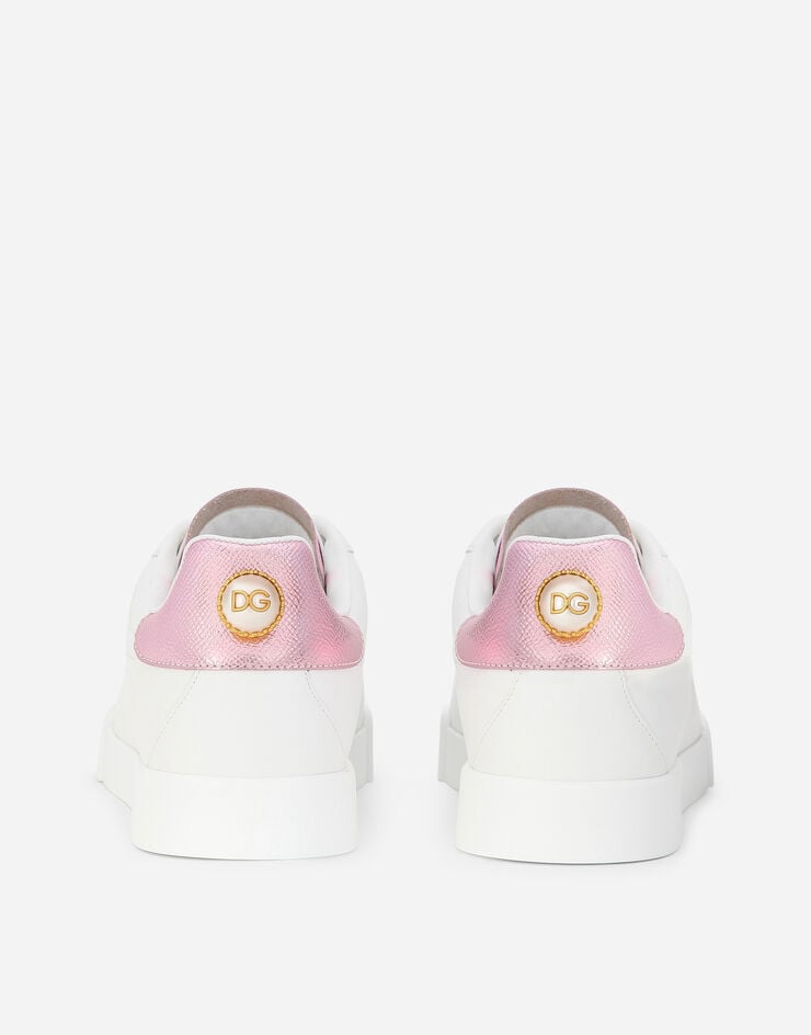 Dolce & Gabbana Portofino sneakers in nappa calfskin with lettering White/Pink CK1602AN298