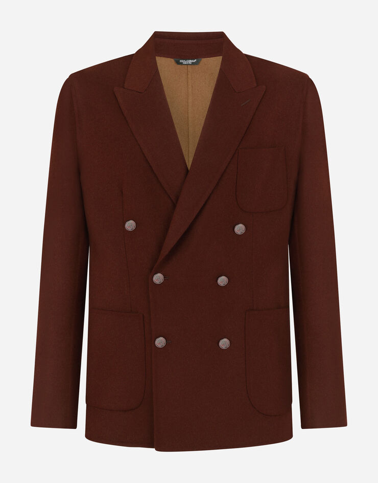 Dolce & Gabbana Двубортный пиджак мягкого кроя из двойной шерсти коричневый G2OV4THUMJR