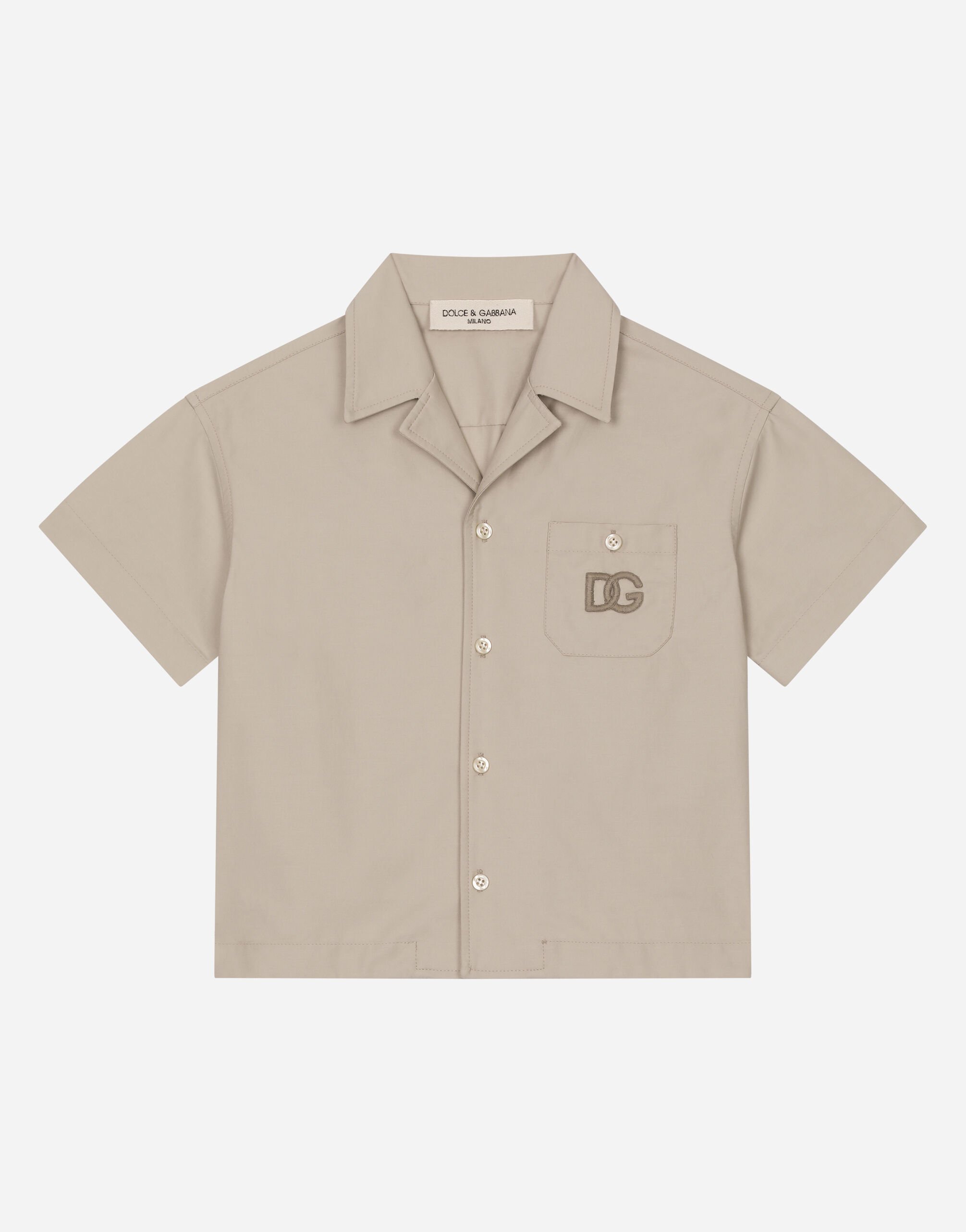 Dolce & Gabbana Drill shirt with DG logo patch Print L43S86G7L5W
