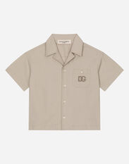 Dolce & Gabbana Drill shirt with DG logo patch Beige L43S74G7I0P