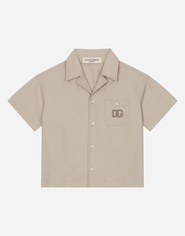 Dolce & Gabbana DG 로고 패치 드릴 셔츠 인쇄 L4JTHQG7L7H