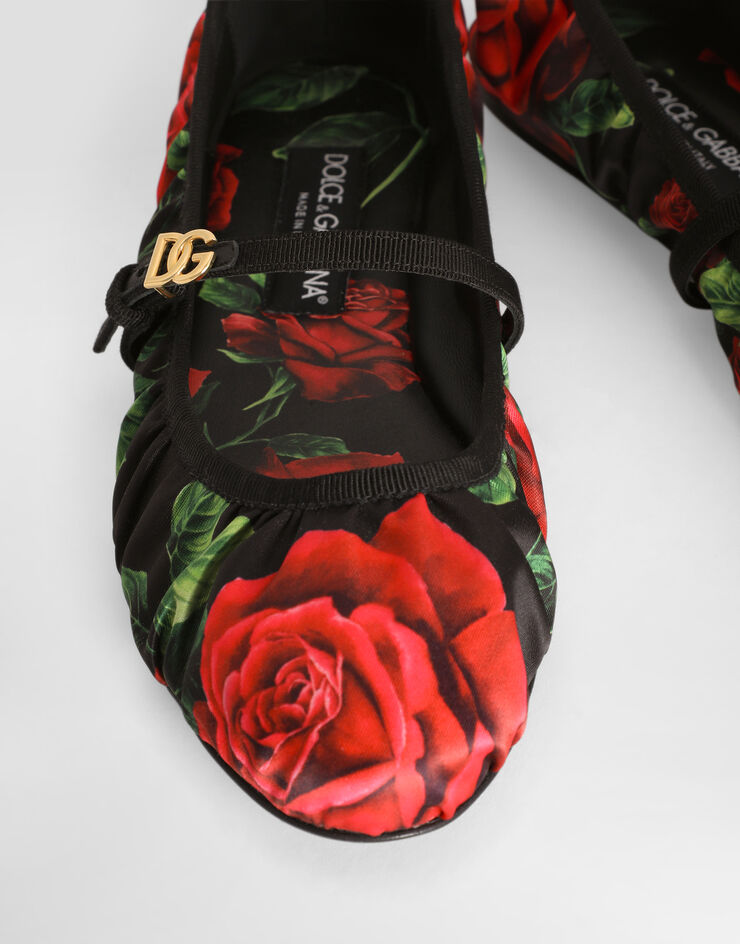 Dolce & Gabbana Rose-print satin ballet flats Dolce & Gabbana Rose-print satin ballet flats Multicolor CB0288A0709