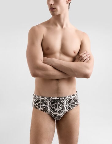 Dolce & Gabbana Majolica-print swim briefs Multicolor M4A09JHPGGR