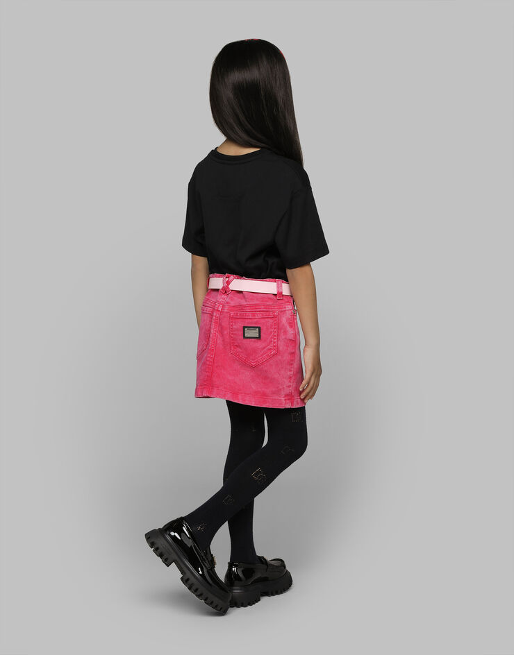 Dolce & Gabbana 5-Pocket-Jeansrock in gewaschener Optik mit Logoplakette Mehrfarbig L55I36LDC71